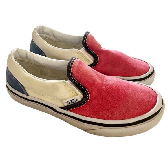 Vans Kids Classic Slip-On Color Block Shoes Red/Blue Size 13.5 - Picture 1 of 9